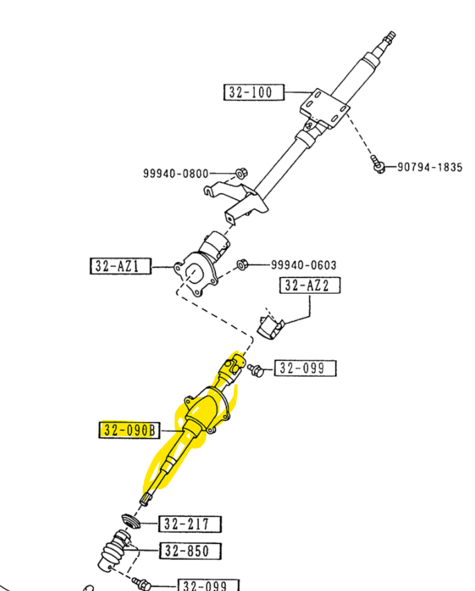 19901997 Mazda Miata Steering Column Intermediate Shaft Midwest