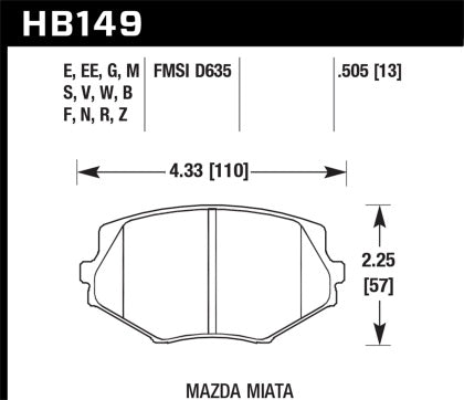 Hawk 94-05 Miata / 01-05 Normal Suspension Performance Ceramic Street Rear Brake Pads (D636)