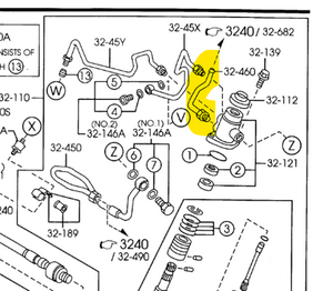 1999-2005 Mazda Miata Power Steering Return Cooling line at steering rack NC10-32-460