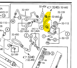 1999-2005 Mazda Miata Power Steering Return Cooling line at steering rack