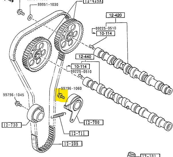 1990-2005 Mazda Miata Timing Tensioner Bolt 9976-61-060