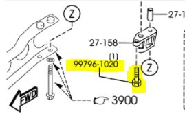 1990-2005 Mazda Miata Lower Differential Spacer Bolt 9979-61-020