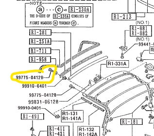 1990-2005 Mazda Miata Soft Top Front Bow Retainer Screw