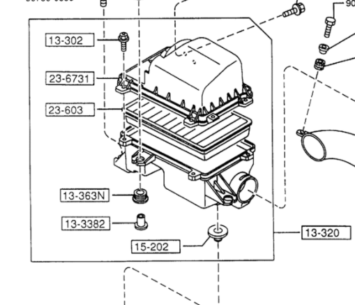 1994-1997 Mazda Miata NA8 Air Filter Intake Box Cleaner Assembly BPE8-13-320