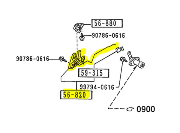 1990-1997 Mazda Miata Trunk Latch and Rod NB38-56-820