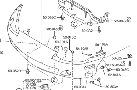 2001-2005 Mazda Miata Front Bumper