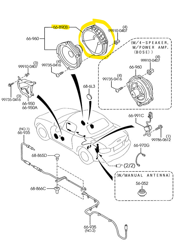 1999-2005 Mazda Miata Door Speaker Bracket NC10-66-890B