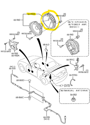 1999-2005 Mazda Miata Door Speaker Bracket NC10-66-890B