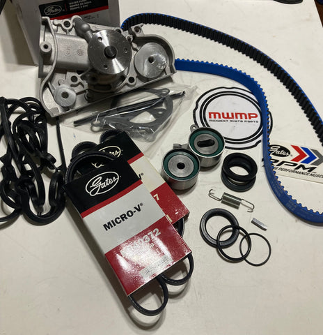 1990-1991.5 Mazda Miata Short Nose Crank SNC Gates Blue Racing Timing Belt Water Pump Seals and Gasket Kit